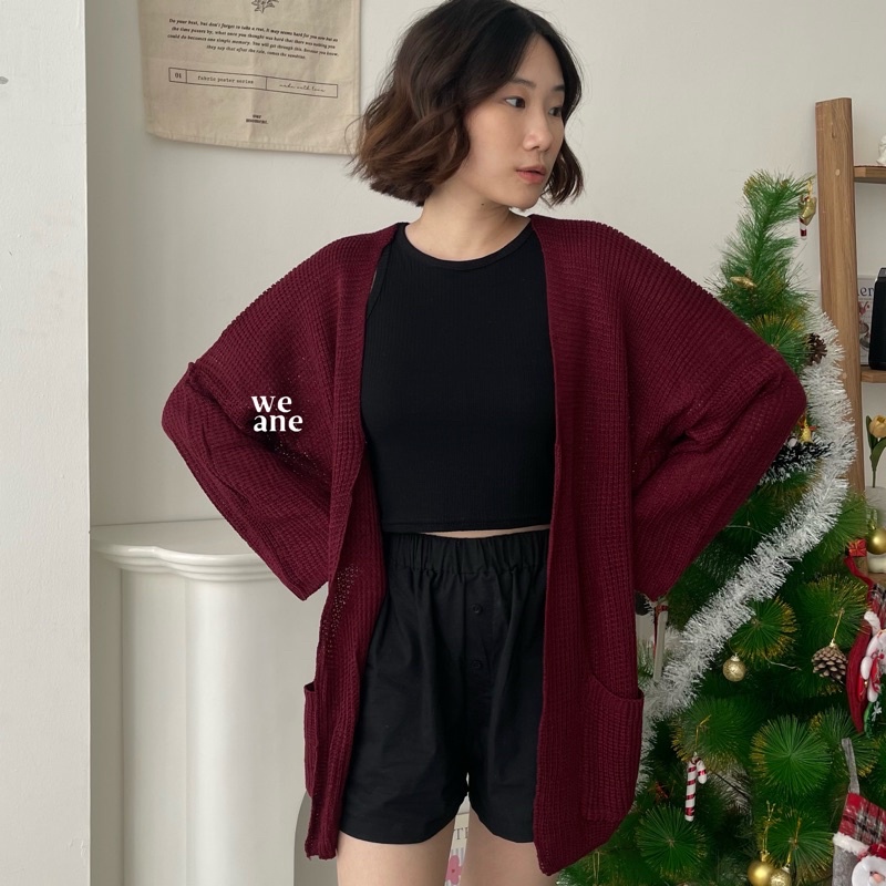 cardigan korea RAJUT OVERSIZE WANITA PREMIUM CARDY LOOCY BASIC POLOS PANJANG CEWEK KARDI LAVELLA CEW