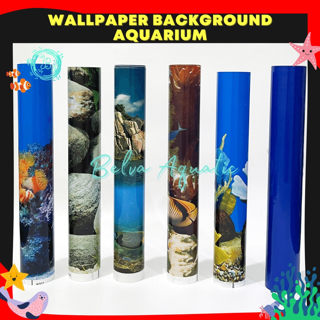 Wallpaper Aquarium Tinggi 30 40 50 60 cm Panjang 1 Meter Background Meteran Begron Gambar Hiasan Dek