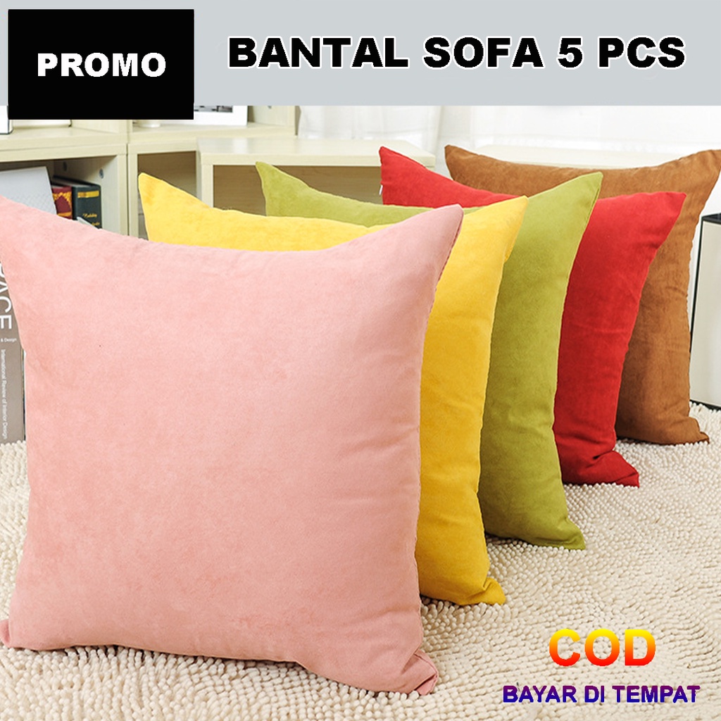 ✅COD Set Bantal Kursi Sofabed Minimalis 40x40 Isi 5 Pcs Dakron Hiasan Dekor Dekorasi Kursi Sofa Bed Ruang Tamu Perlengkapan Home Decor Interior Rumah Tangga Modern Terbaru Aneka Warna Polos