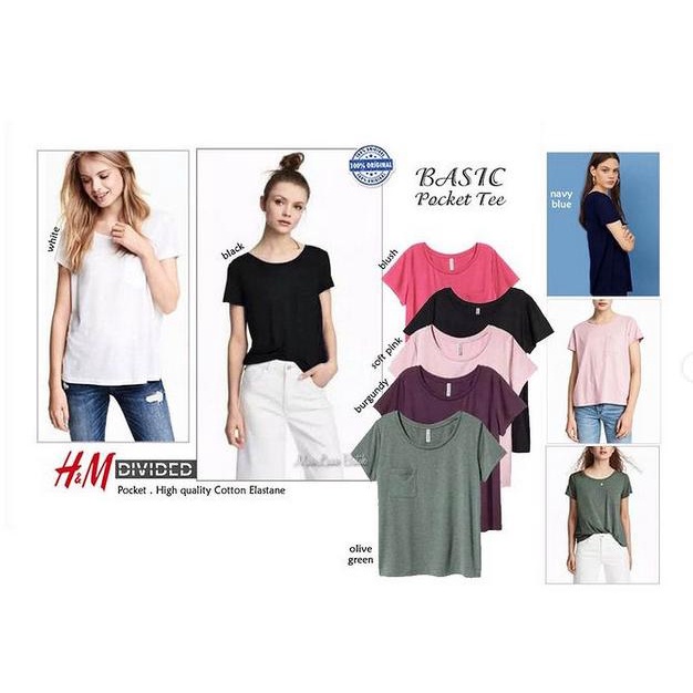 HM Divided Basic Pocket Tee Kaos Polos Basic Kantong kaos polos adem