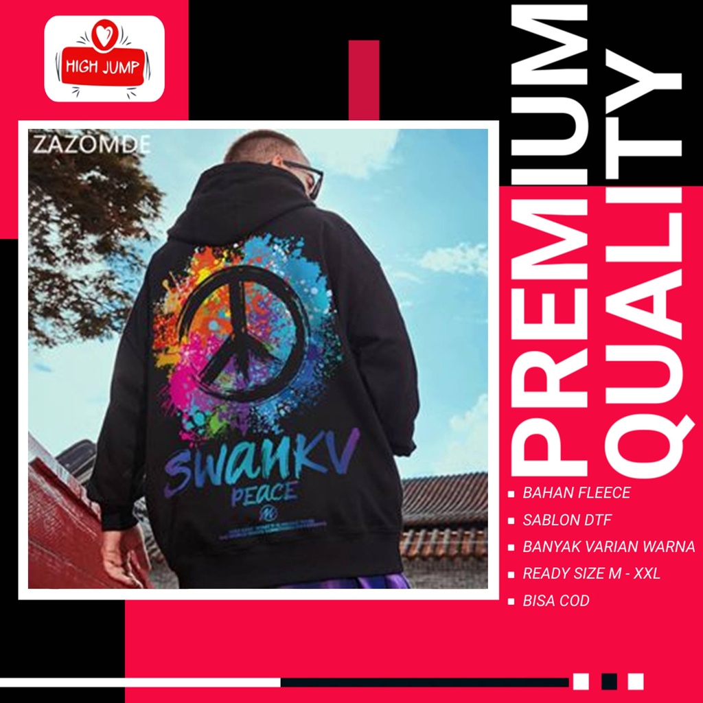 Sweater Hoddie Hitam Gambar Peace Keren Pria Wanita Switer Hudie Distro Ukuran M L XL XXL Cowok Cewe