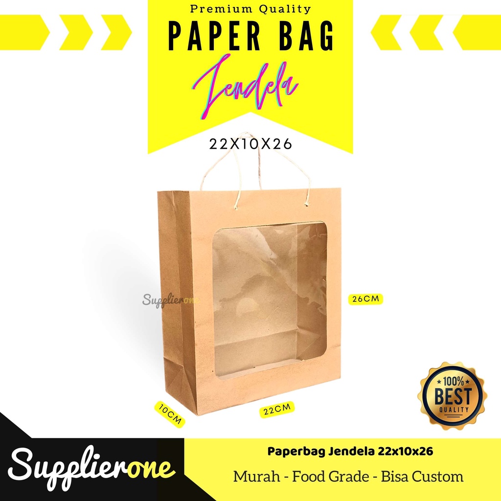 

Paper bag Jendela 22x10x26 Isi 12 Pcs / Kantong Kertas coklat / Paper Bag / Tas Makanan / Paper Bag Makanan / Paper Bag tas / Tas Kertas