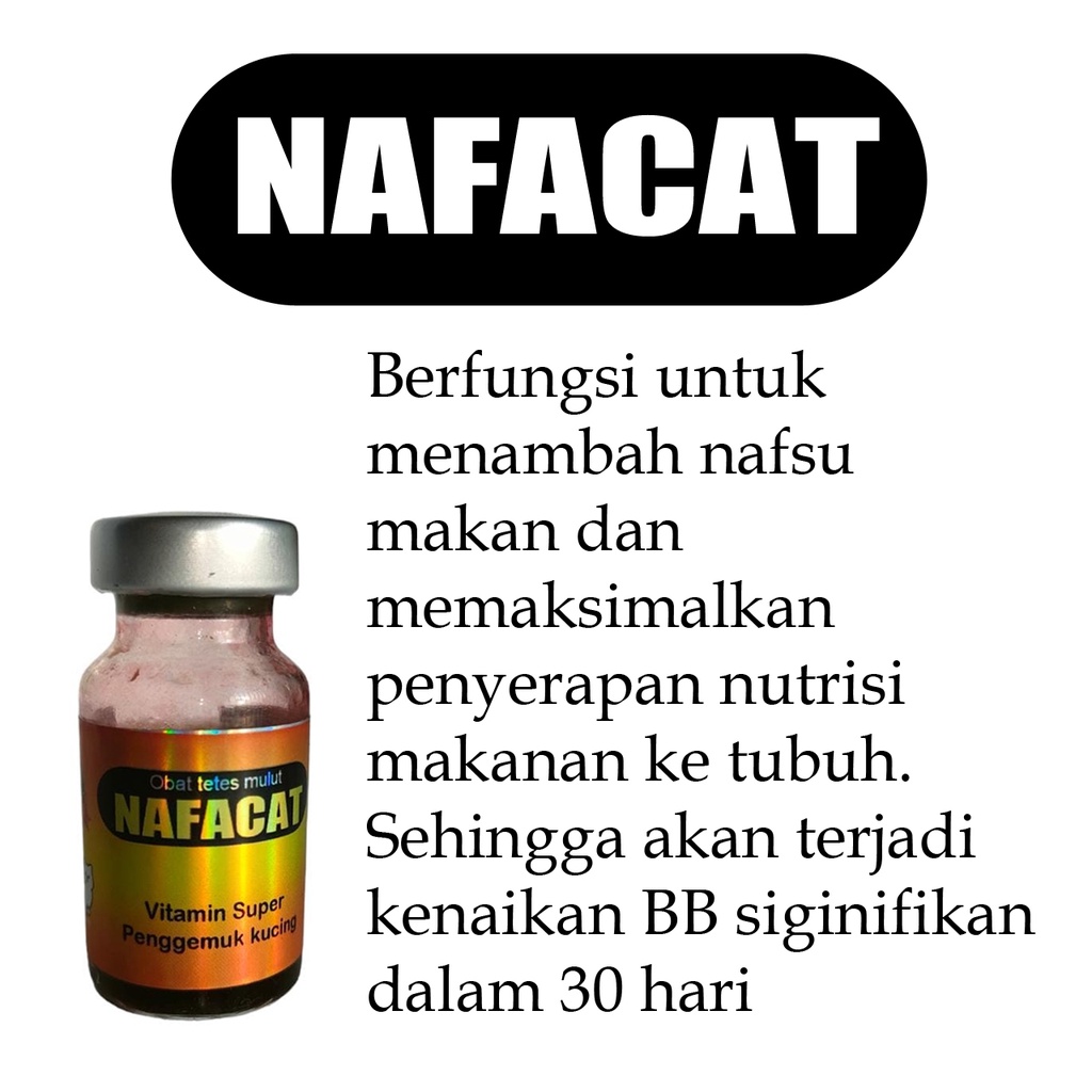 NAFACAT vitamin penggemuk kucing super dalam 30 hari menaikkan nafsu makan dan memaksimalkan penyerapan nutrisi tubuh