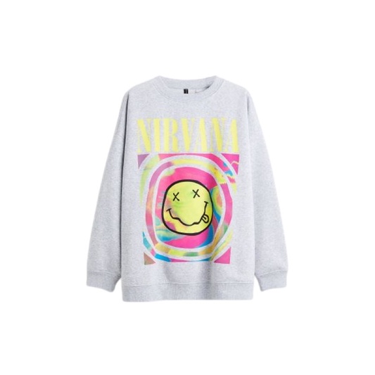 COD 3.3 Crewneck HnM Nirvana Grey Rainbow Multicolor Sweater H&amp;M Pria Wanita