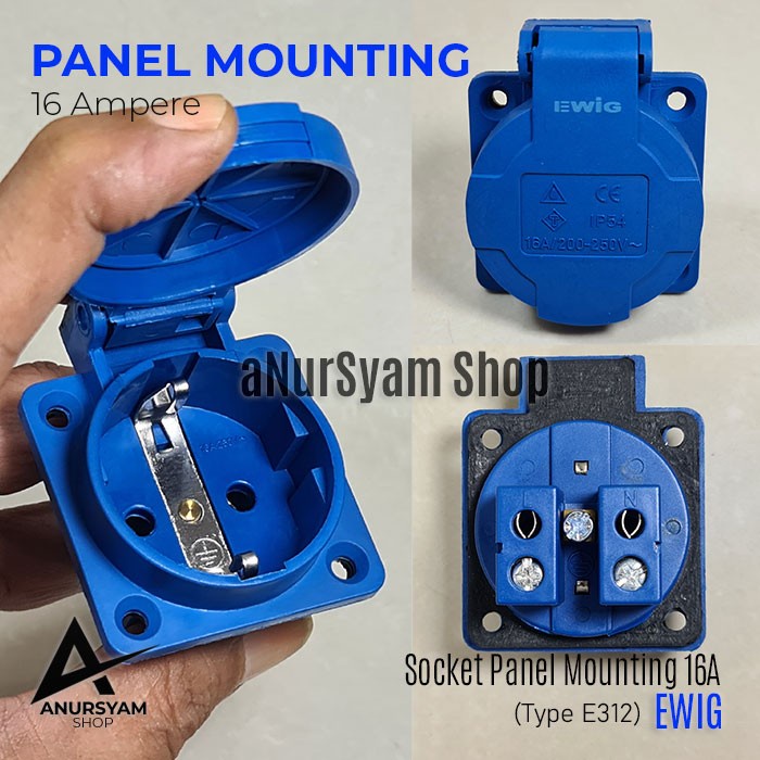 Stop Kontak Arde 16A EWIG 2P E312 / Socket Panel Mounting 2P EWIG