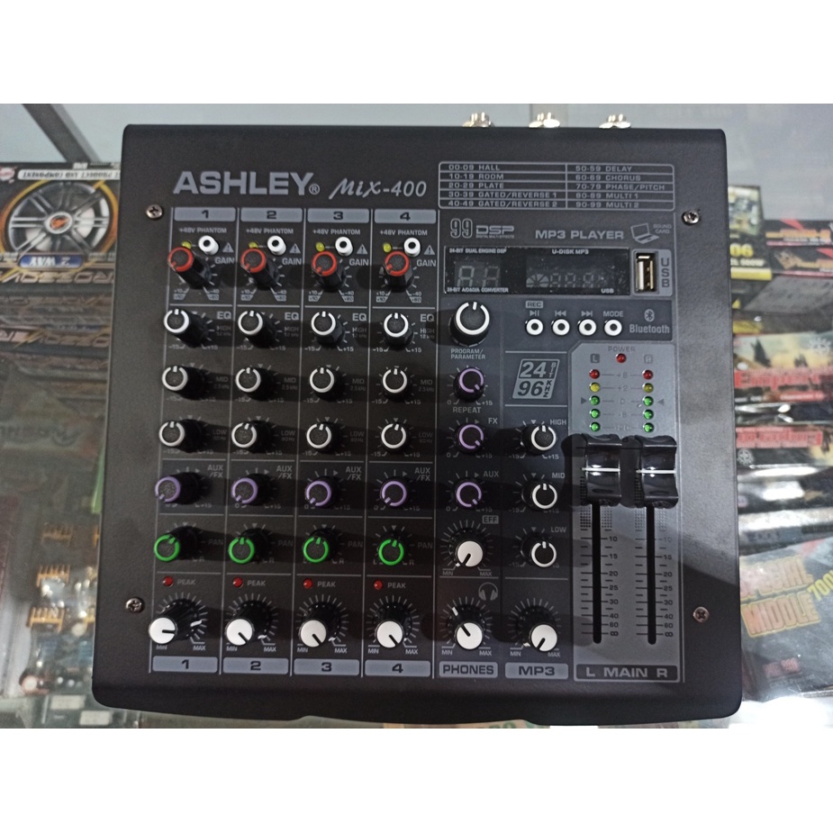 MIXER AUDIO ASHLEY MIX-400/MIX400 4 CHANNEL(USB, bluetooth, recording)