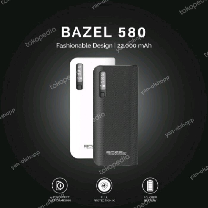 Bazel 580 Series Powerbank 22000 Mah Digital Display Small Power Bank - Putih High Quality PROMO Ter