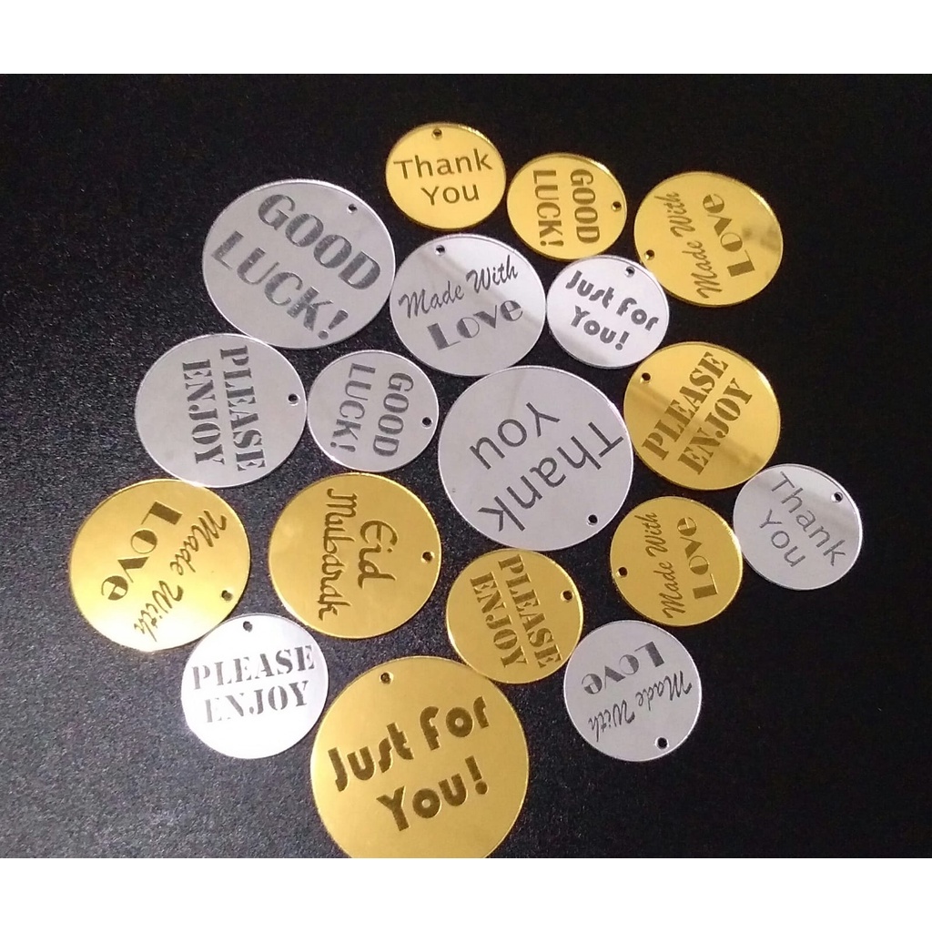 

Akrilik Mirror Hang Tag Hiasan Hampers Gift Akrilik Mirror Label Laser Cutting Ready | Tulisan Boleh Campur | Terbaru | Lebaran 2023