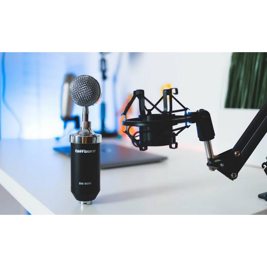Mic Condenser BM8000 (Paket Komplit) Original Taffware / Micrphone / Karaoke / Rekaman / Studio  Mik