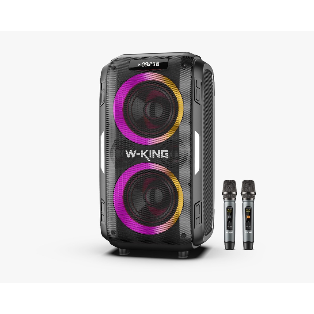 WKING T9 Pro + 2 Mic Speaker Karaoke Bluetooth Wireless Portable Party TWS W-King Super Bass