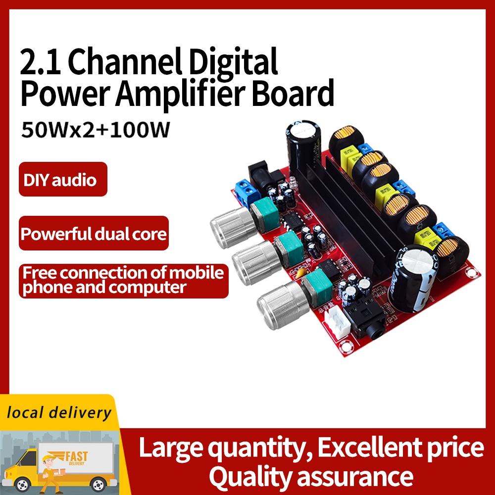 【XH-M139】 2.1 channel digital power amplifier board tegangan lebar 12V-24V 【TPA3116D2】 Daya tinggi 2*50W+100W