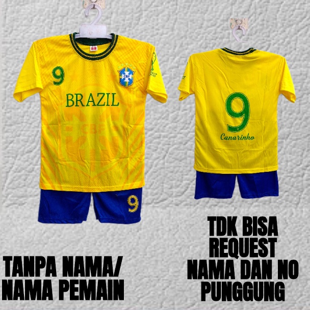 setelan baju bola anak brasil/baju bola anak negara brasil