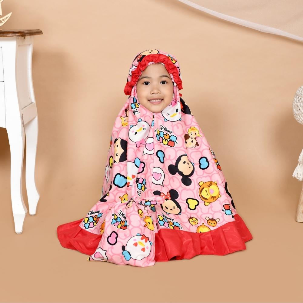 Alesha Mukena Anak Perempuan usia 1 - 6 Tahun ( kids Size M / L / XL ) - Tsum-Tsum Pink