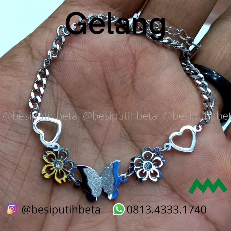 Gelang kupu Besi Putih Asli/ gelang besi putih ambon