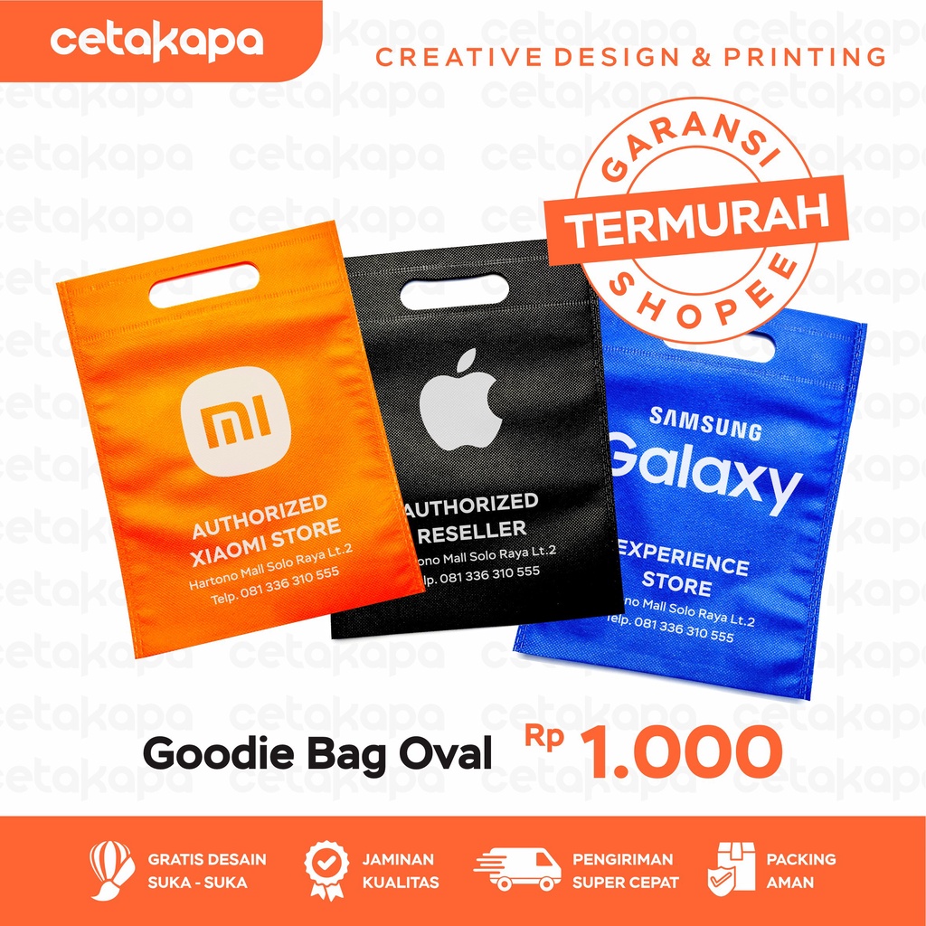 

Goodie bag totebag tas spunbond custom souvenir tas kain sablon custom