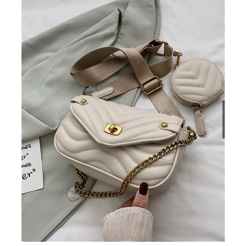 Tas Wanita Korea kekinian 2in1 SlingBag Import Fashion Wanita TF7812 BQ3066 JT46111 LT1857 Tas Canti