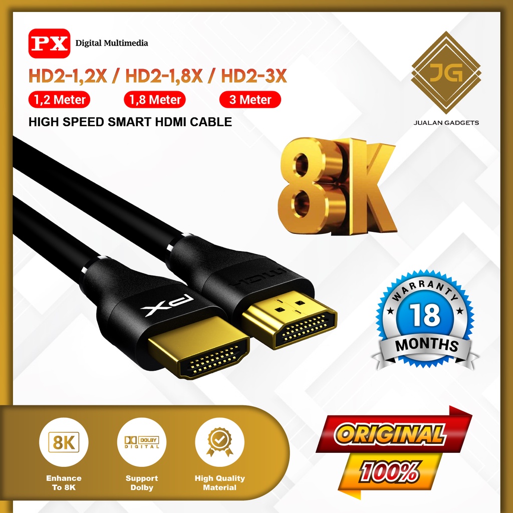 Kabel HDMI 2.1 High-Speed 8K HDR Smart HDMI Cable 1.8M PX HD2-1.8X