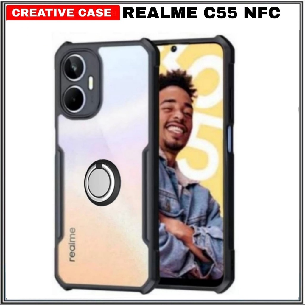 lHard Case REALME C55 NFC Tpu Shocprof Transparen - REALME C55 NFC, Hitam