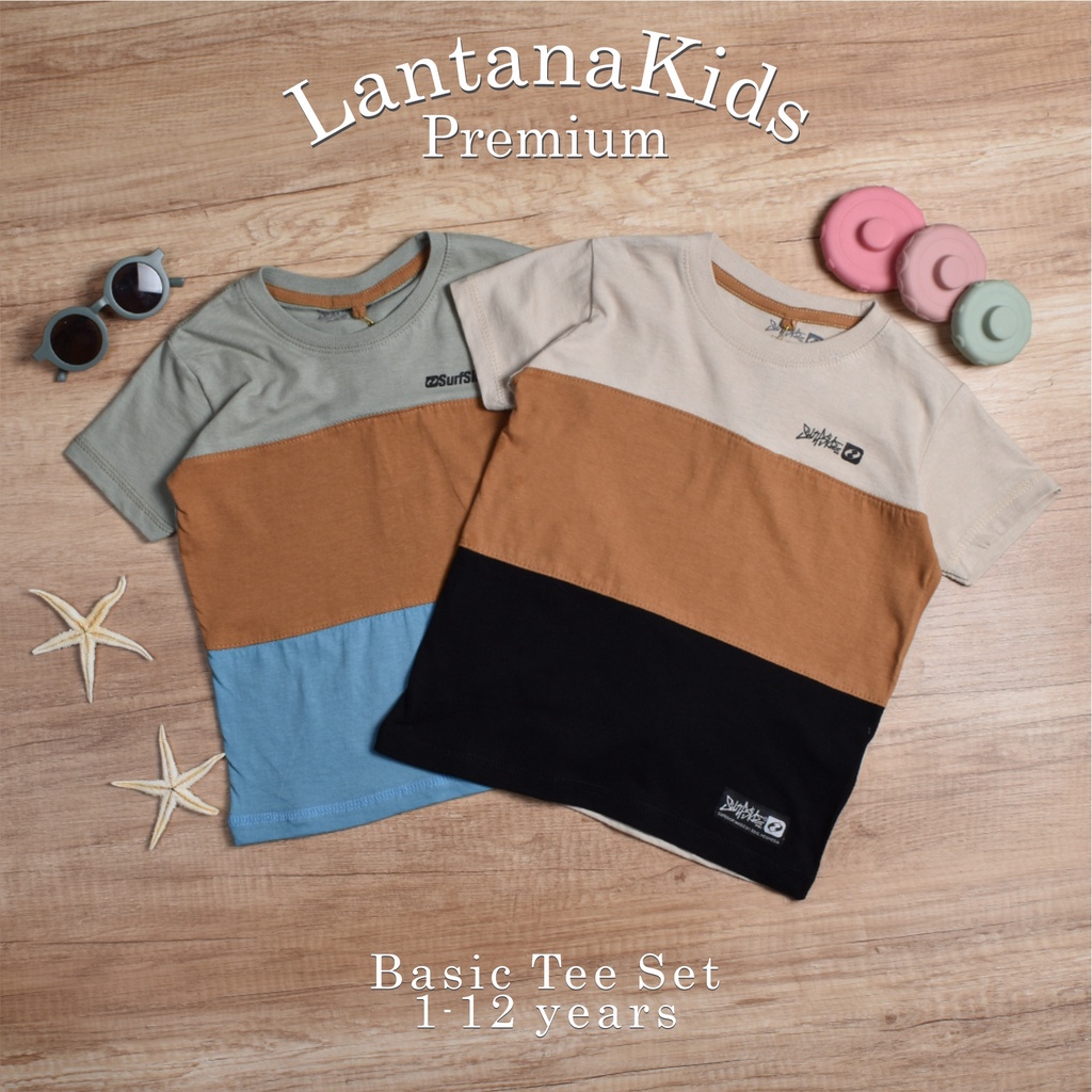 Baju Kaos Aplikasi Distro Anak Laki Laki Umur 1-12 Tahun Bahan Cotton -Aplikasi 3 WARNA