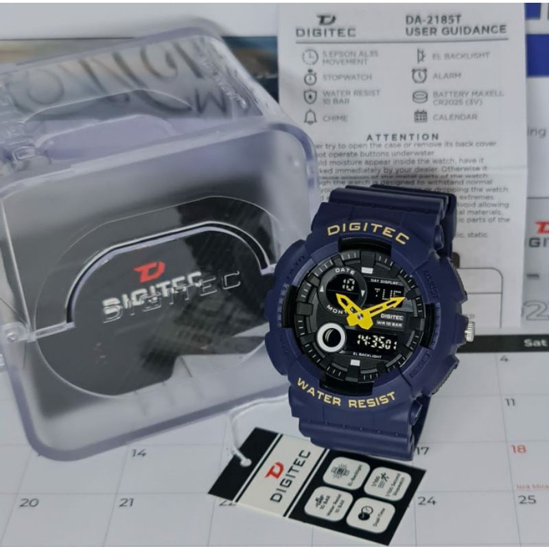 DG 2185 ORIGINAL WATERPROOF JAM TANGAN PRIA DUALTIME BISA COD