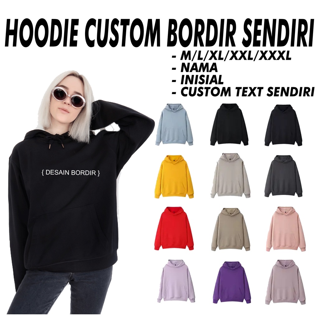 HOODIE CUSTOM BORDIR | HOODIE SWEATER BORDIR CUSTOM NAMA - INISIAL - CUSTOM TEXT '