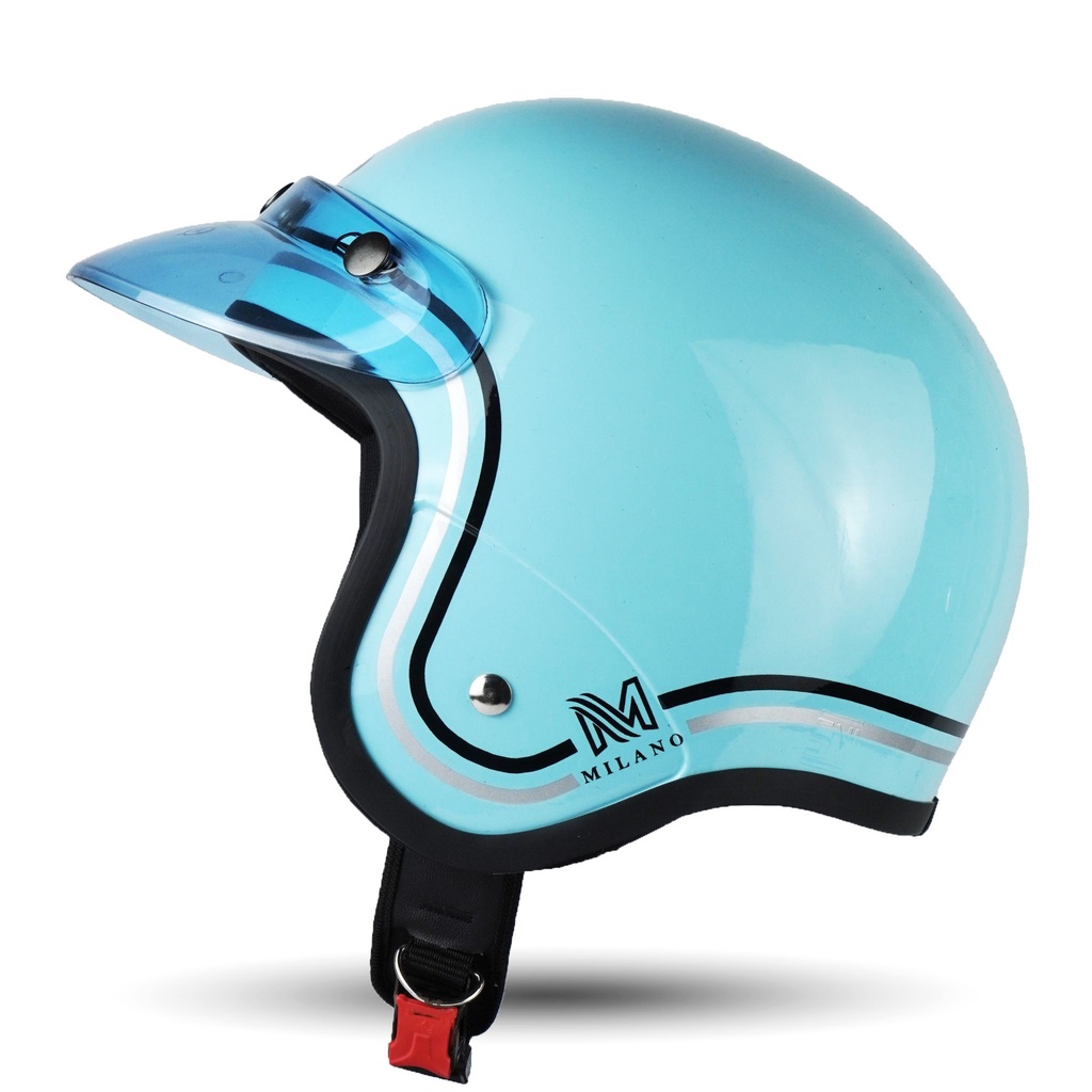 Helm Bogo Polos Helm Retro Pria Wanita Solid warna kekinian sudah SNI