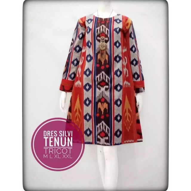 Dress tenun etnik baju tenun jepara tunik wanitan fashion dress kekinian DTB123