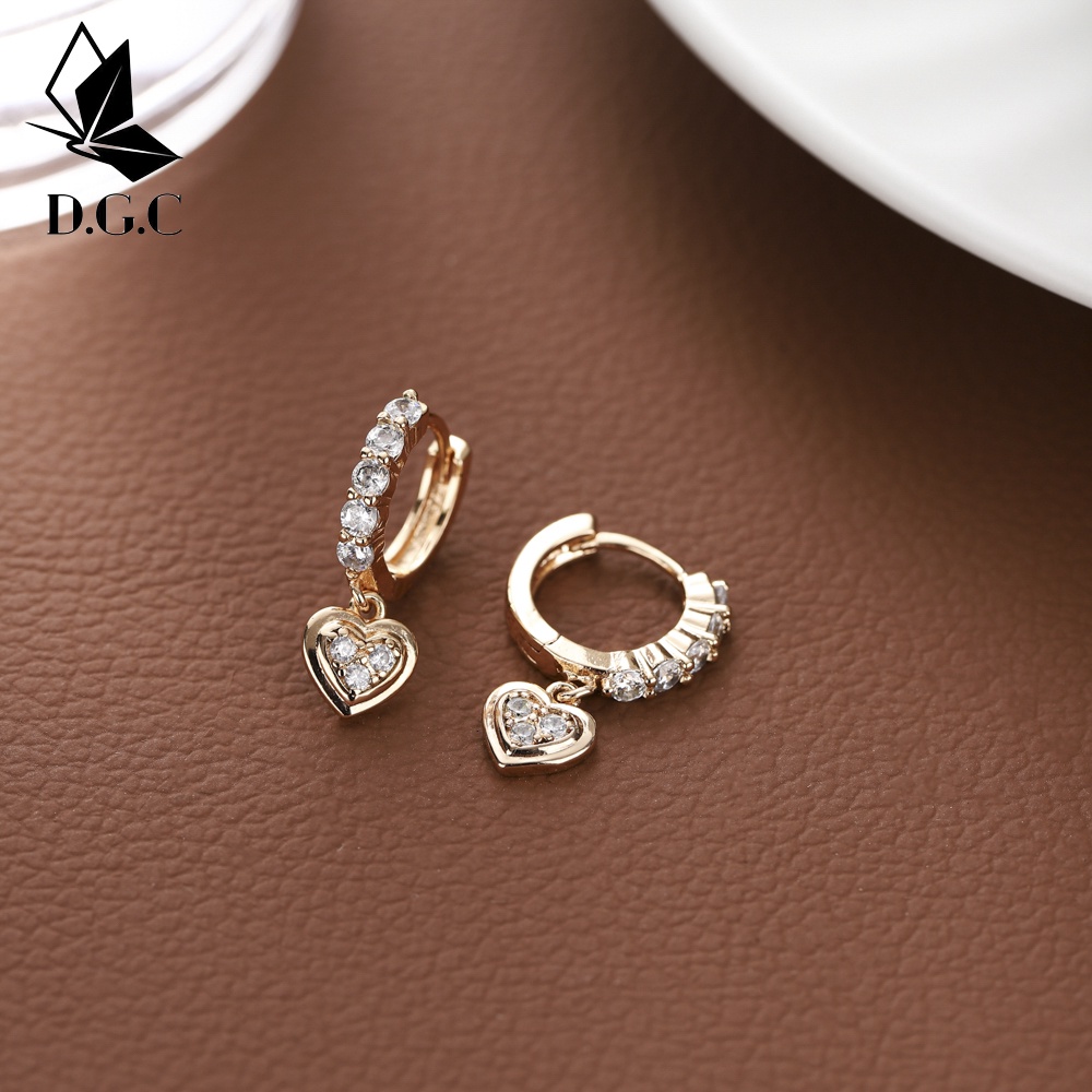 ♥D.G.C✨Anting Hijab Titanium Anti Karat Hitam Permata Earrings Silver Aksesoris Korea Wanita Perhiasan Murah Import D592