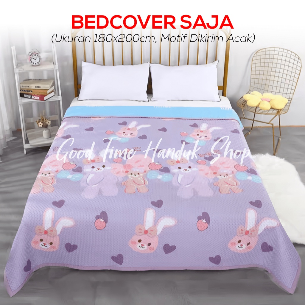 Bedcover Aesthetic Selimut Kapas Alas Kasur 2 Sisi Motif Ukuran 180 x 200 cm Bahan Tebal Import