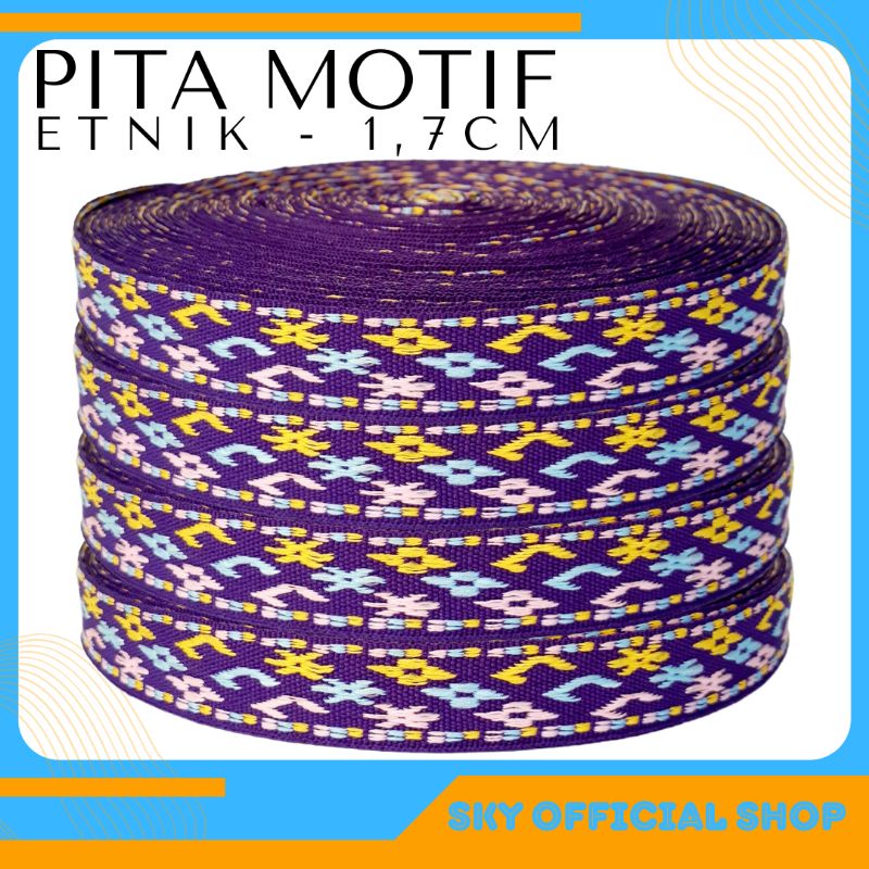 Pita Motif Etnik Lebar 1.7cm Stok Garment