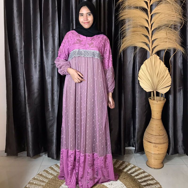 Sabrina maxi dress tile jumbo ld 110 gamis pesta brokat baju lebaran busui wanita murah terbaru