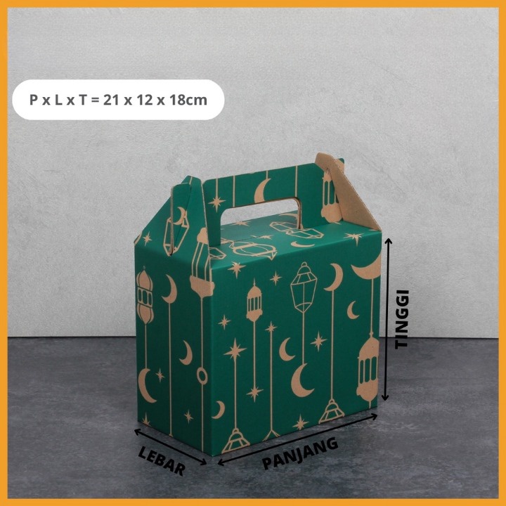 

Kardus Jinjing Tas Packaging Parcel Lebaran 21x12x18 cm Dus Kotak Hampers Idul Fitri Isi 8 Botol 250 ml