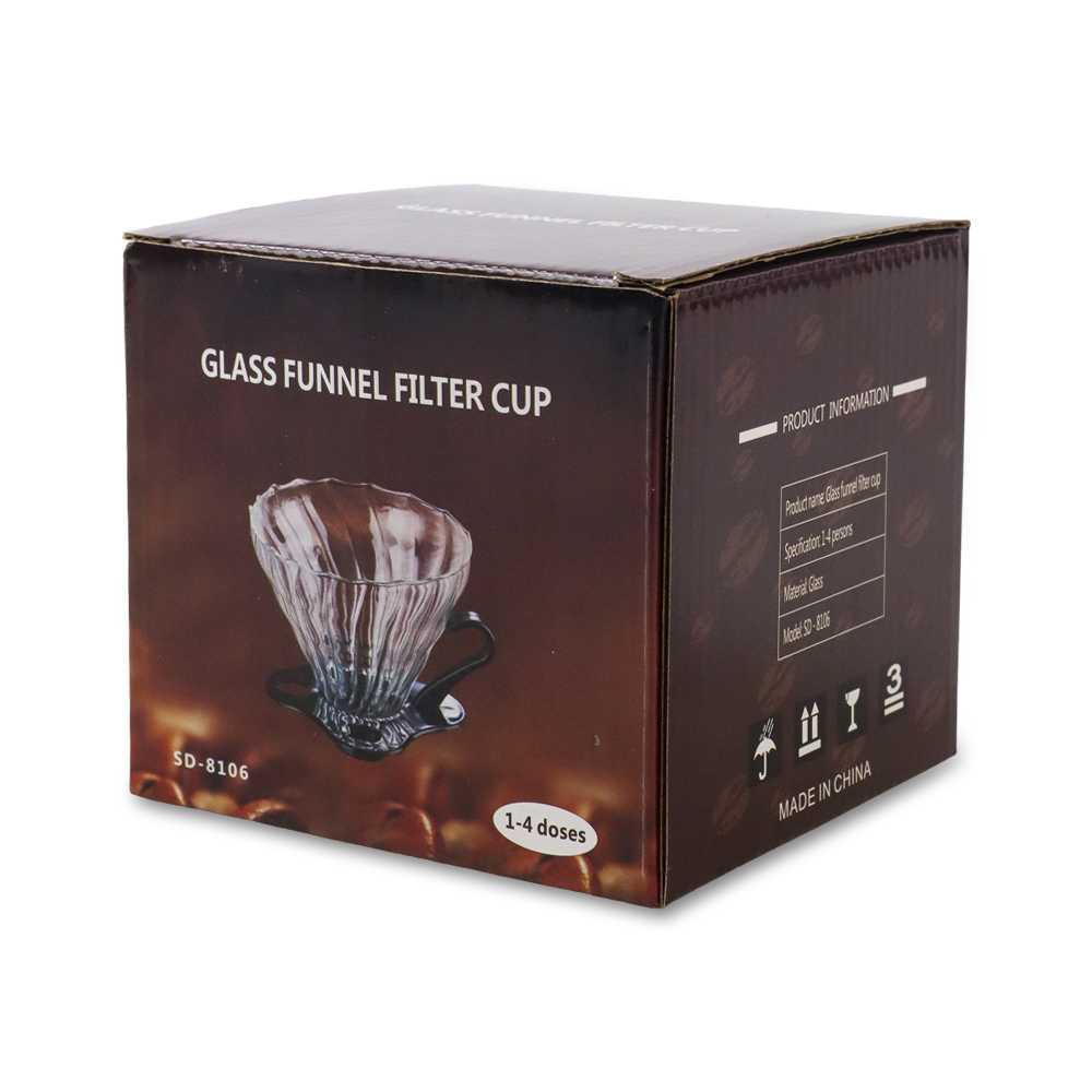 Wadah Filter Kopi Kaca V60 Reusable Glass Coffee Dripper - SD-8106 - Transparent