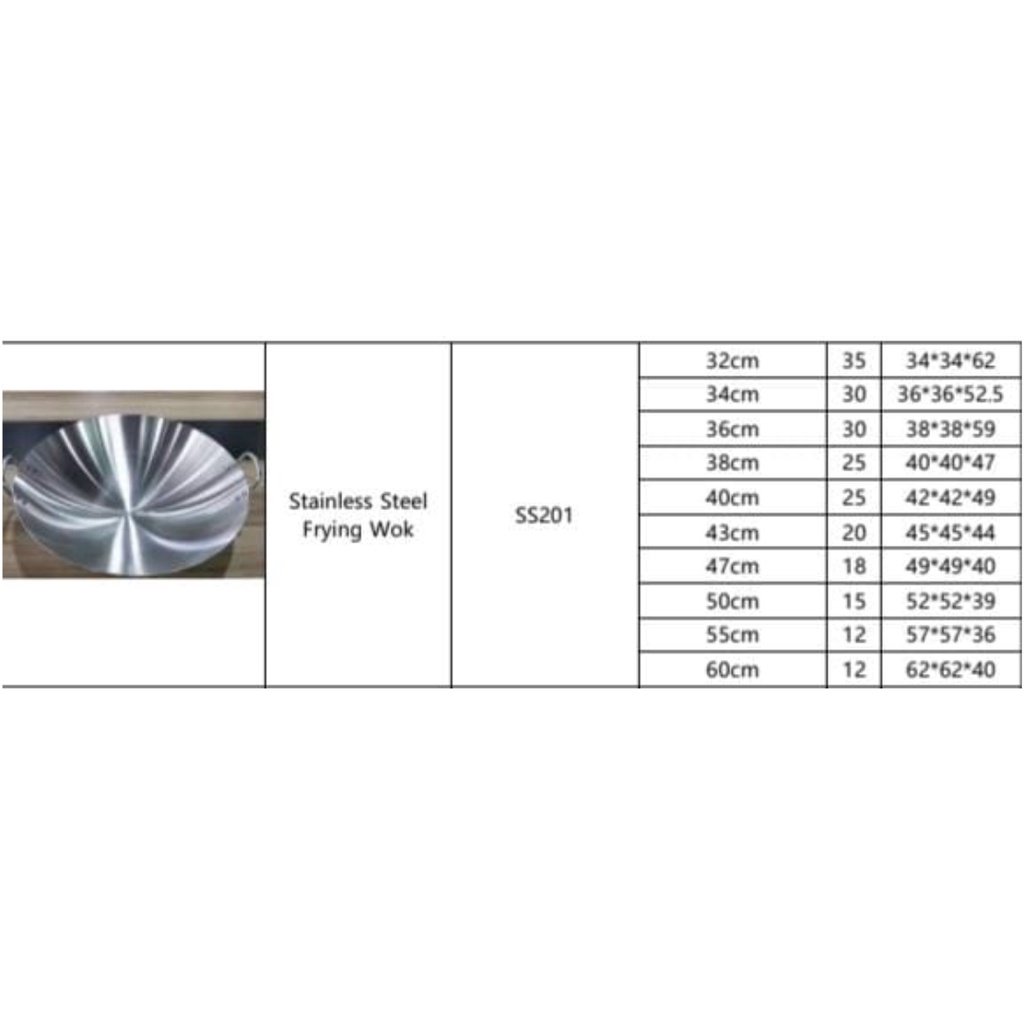 Wajan Kuali Stainless Golden Vist 32cm - 43cm