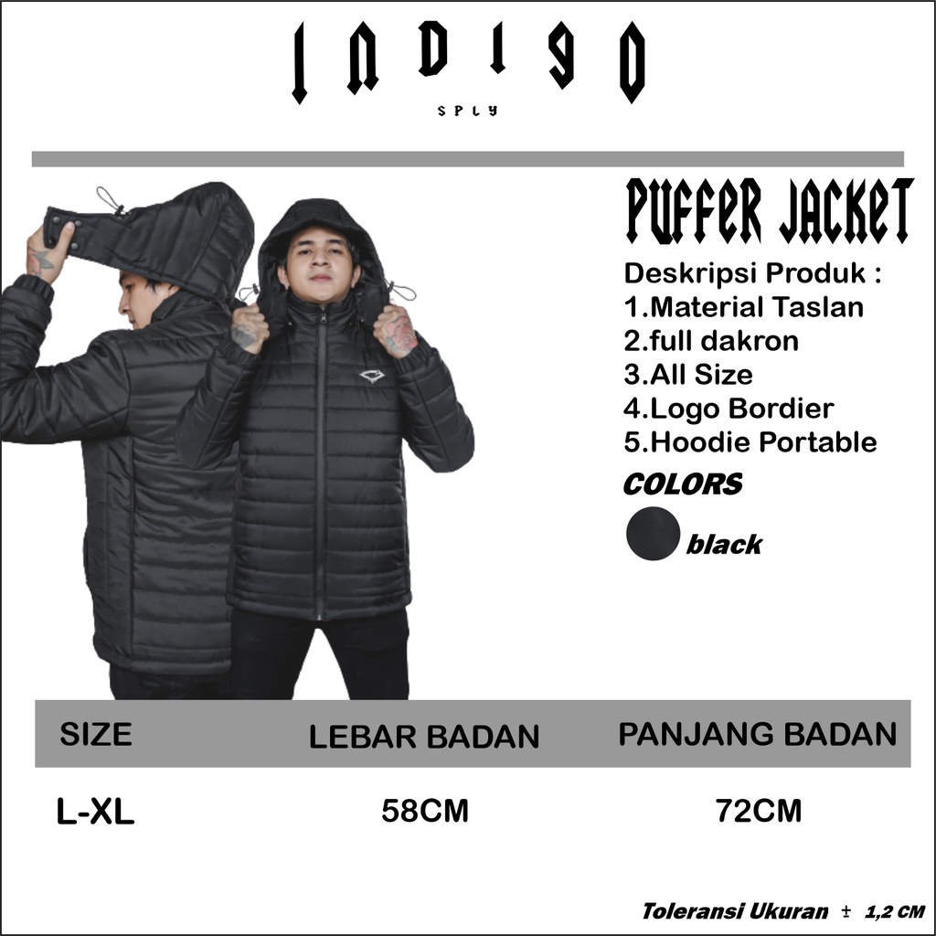 JAKET PUFFER PRIA PARASUT HOODIE PORTABLE