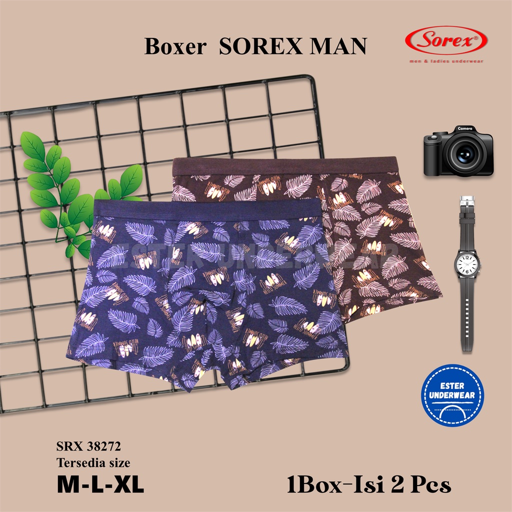 Boxer Katun Pria Sorex Sporty 38272 Celana Dalam Pria Katun Isi 2Pcs