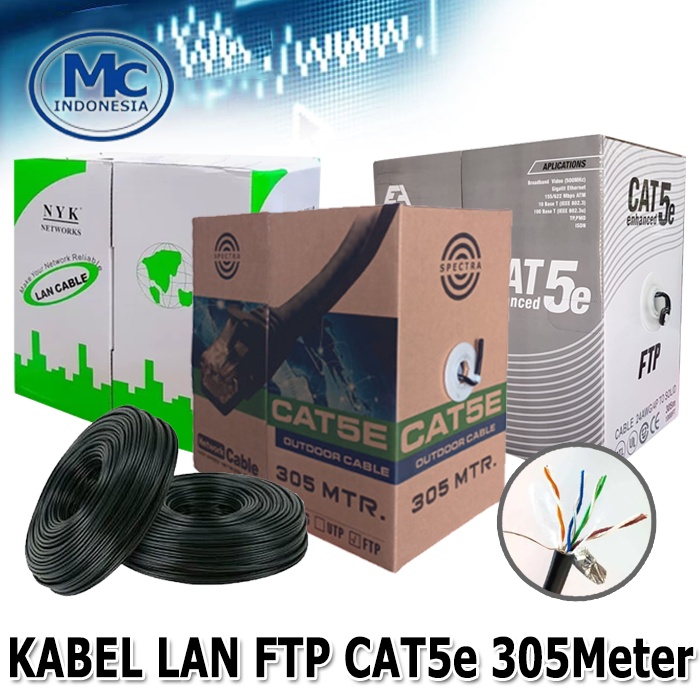 KABEL LAN OUTDOOR FTP CAT5 SPECTRA 1 ROLL