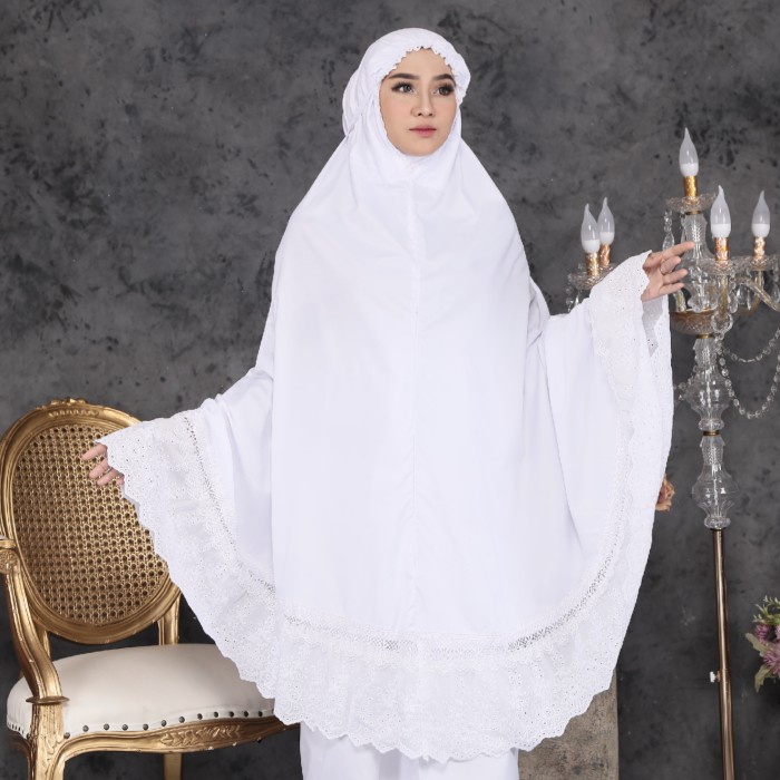 MUKENA DEWASA PUTIH POLOS RENDA BORDIR MUKENA AISYAH MUKENA PUTIH