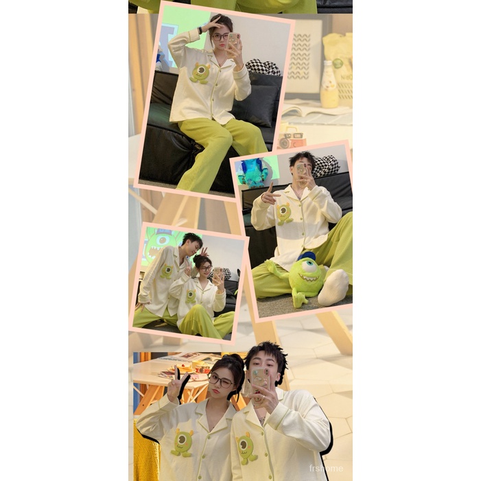 [✅BISA COD]#frs home#Pasangan piyama wanita model musim semi dan musim gugur lengan panjang longgar wafel kartun 2023 set