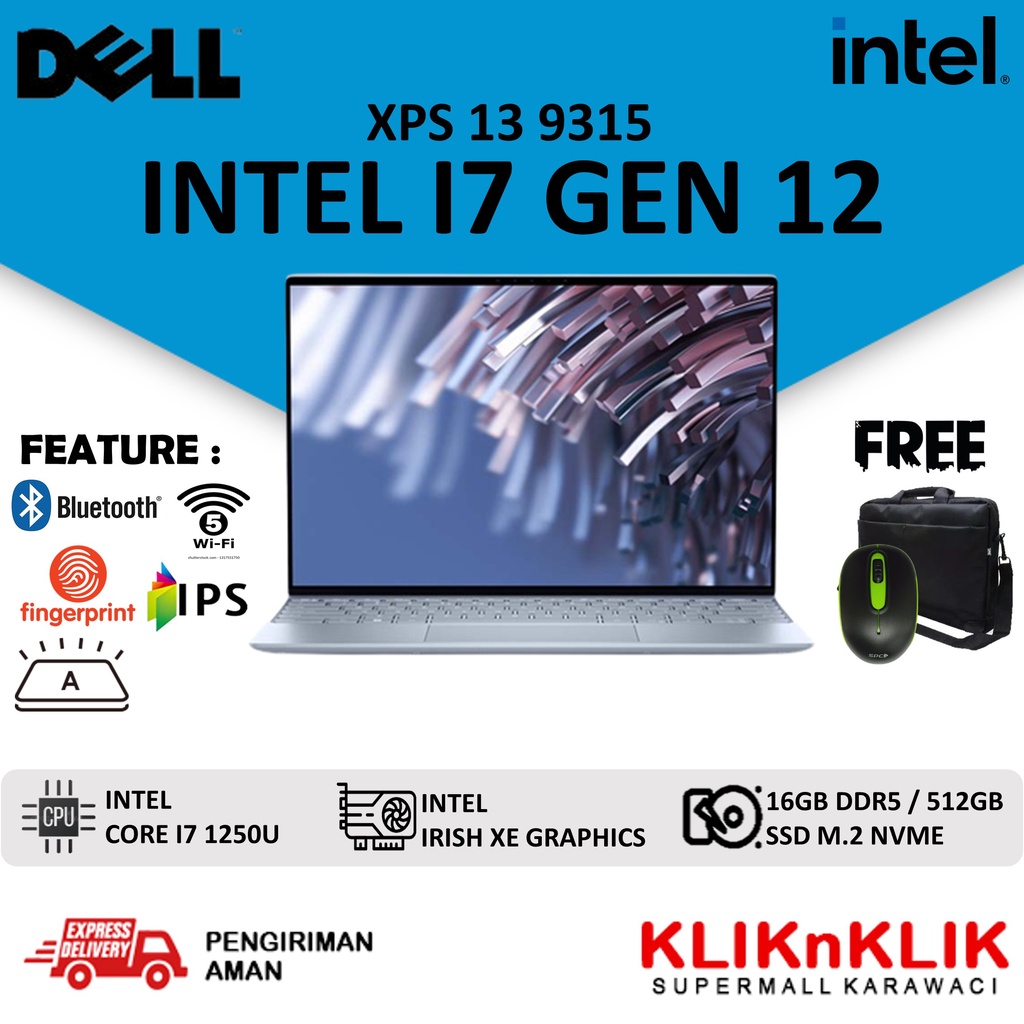 DELL XPS 13 9315 INTEL I7 1250U 16GB 512GB SSD DDR5 WINDOWS 11 PRO