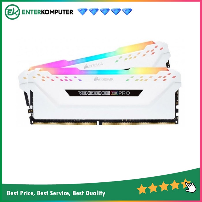 Corsair DDR4 Vengeance RGB Pro PC25600 16GB (2X8GB) - CMW16GX4M2E3200C16W - White Heat-Spreader