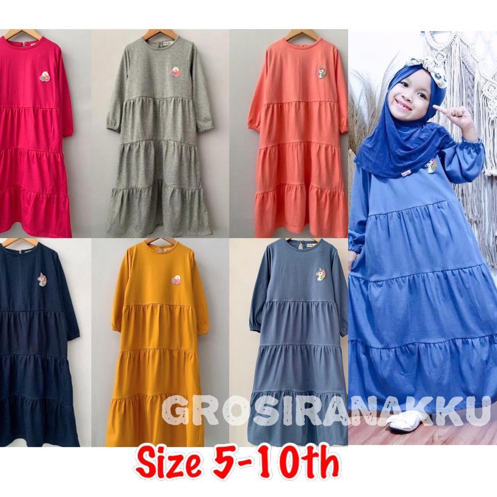 WOW BANGET T25 Gamis Kaos Anak Aplikasi Bordir Mix Warna Size 5-10thn MR98