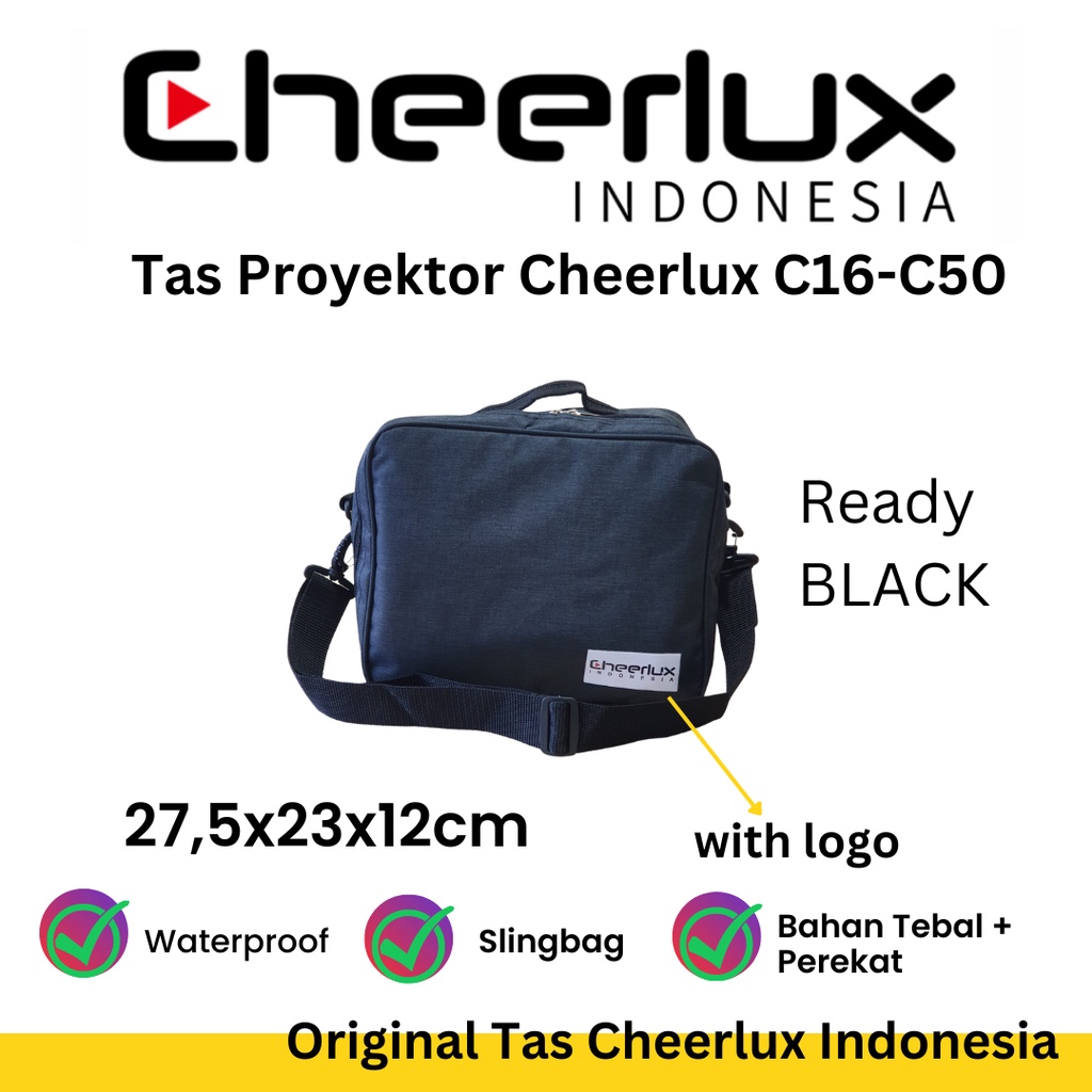 Tas Original Proyektor Cheerlux C50 - C16 - C12 Pro | Dimensi 27,5x23x12cm - Waterproof Design Slingbag - HITAM