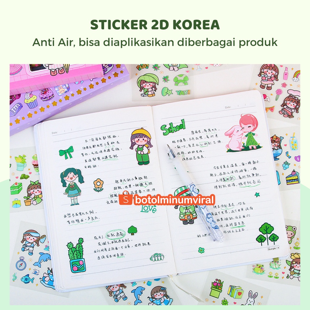 Sticker Momo Happy 100 Pcs Box 2D Viral Tahan Air Aesthetic Waterproof Sticker