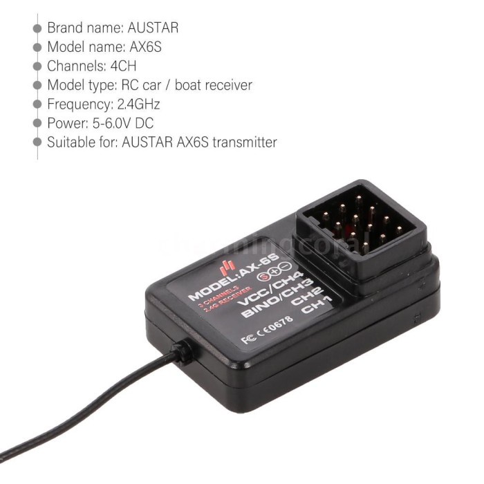 Receiver Austar Ax6S 4 Channel For Rc Car Rc Boat Rc Kapal #Original
