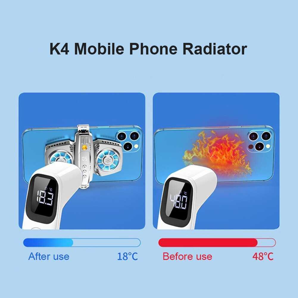 Kipas Pendingin Smartphone Cooling Dual Fan RGB LED - K4 - Black