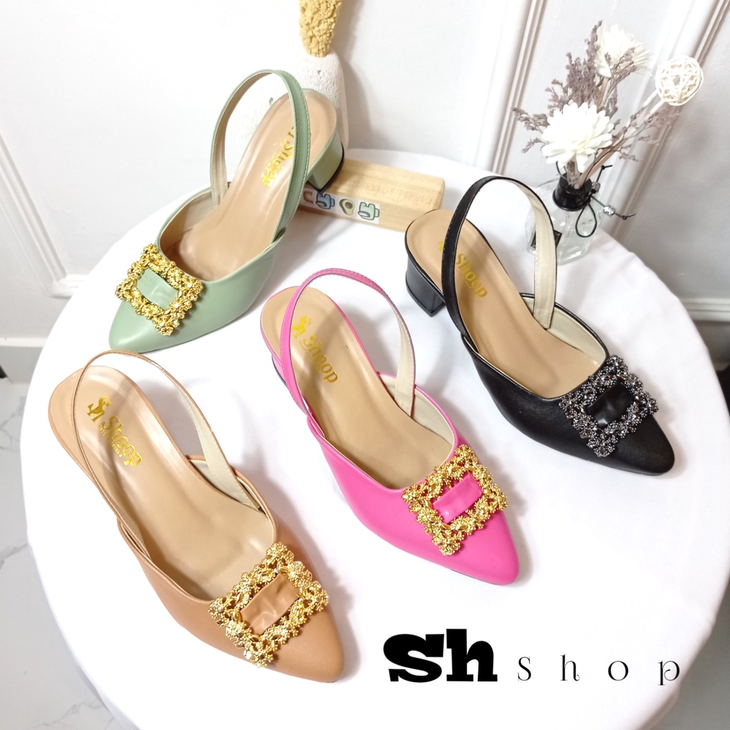 Sepatu heels wanita mules 5cm Rj01