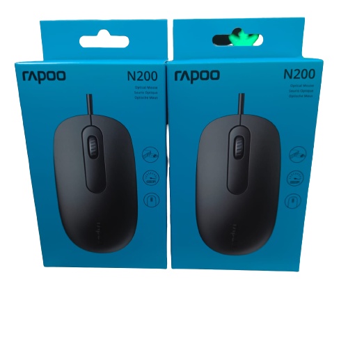 Mouse Wired Rapoo N200 Black Original - Mouse Kabel USB