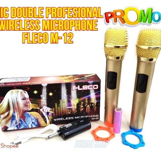 ❋ COD Microphone Profesional Wireless Mic Double FLECO M-12//Mic Wireless Double FLECO M-12//MIC KAR