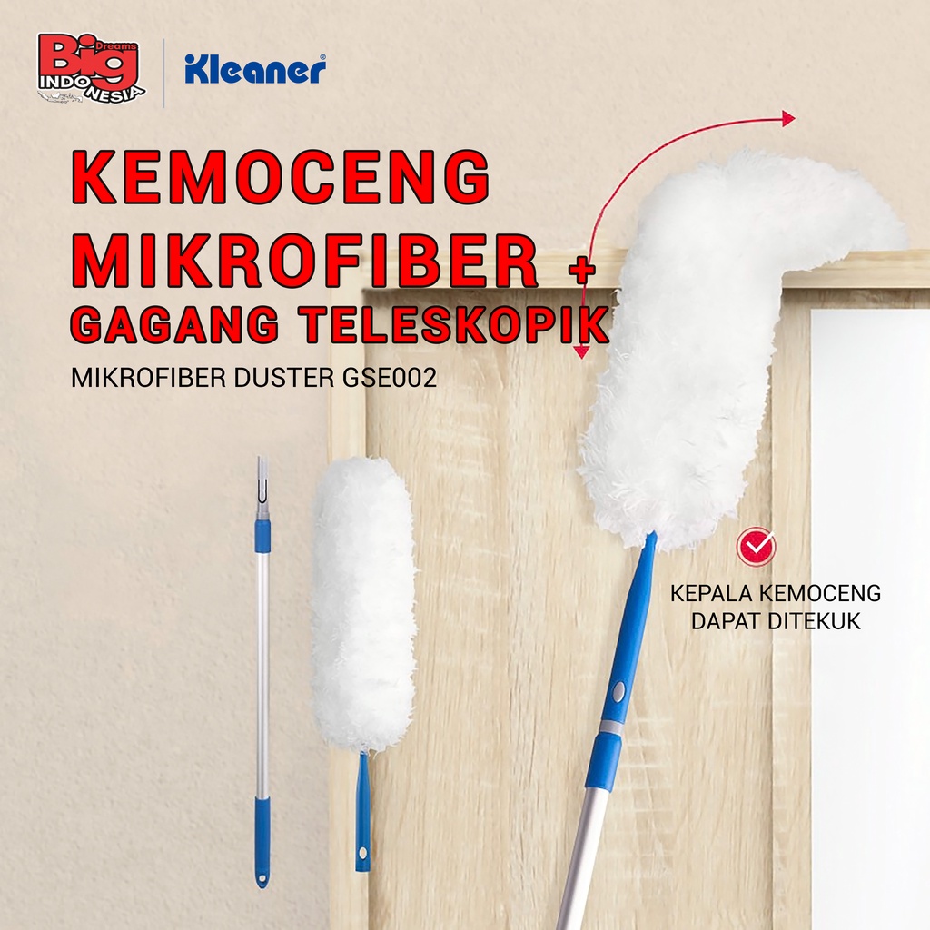 Kemoceng Gagang Extend Fleksibel Microfiber Duster Serbaguna Alat Pembersih Langit Rumah Kleaner GSE002